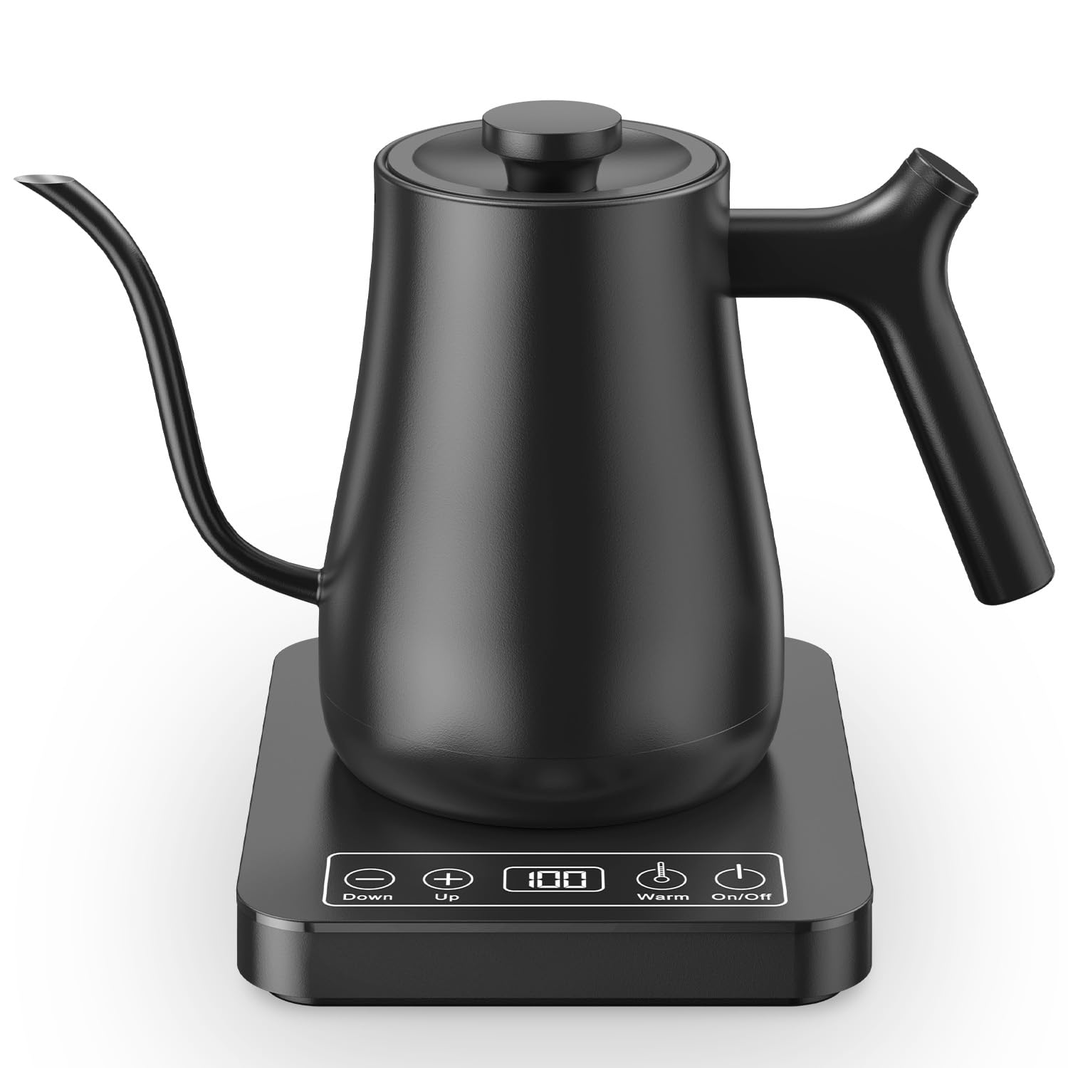 電気ケトル 温度調節 コーヒーケトル 細口 ドリップ 1200W 1℃単位温度設定/保温機能付き/ドリップタイマー機能/空焚き防止機能/自動電源オフ 0.8L 温調 電気 小型 PSE認証済み 日本語取扱説明書付き商品画像