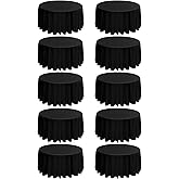 REWOMC 10 Pack Round Tablecloths - 120 Inch, Black Polyester Tablescape Fabric: Stain & Wrinkle Resistant, Ideal for Weddings & Parties