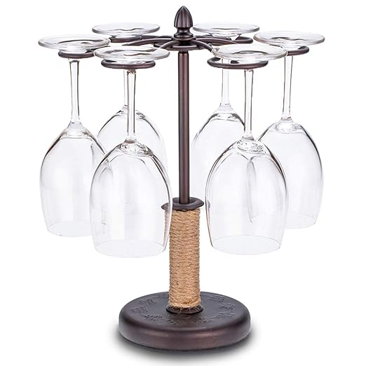 Estante independiente de 6 ganchos para copas de vino, soporte ...