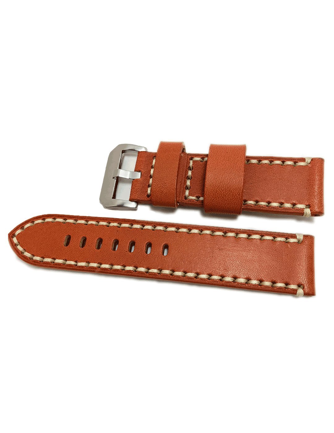 Hadley Roma MS914 24mm Tan Genuine Saddle Leather Contrast Stitch Watch Band
