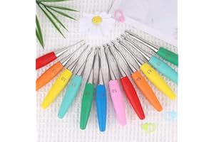 3.5mm Crochet Hook, Ergonomic Crochet Hooks with Beech Wood Grips, Smooth Stainless Steel Crochet Hooks for Beginners, Colore