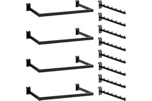 WETOECOTEC 12 Pack Slatwall Accessories Kit with U-Shaped Rectangular Tubing Hangrails and Waterfall Display Hanger, Slatwall Hooks and Hanger for Clothing Retail, Merchandise Display