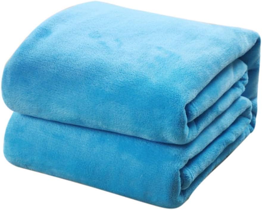 Bluelucon 100x140cm Flannel Plush Throw Blanket, Super Soft Fluffy Warm Solid Bed Throws for Sofa Home Living Room Bedroom