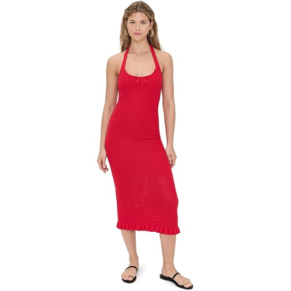 Rebecca Vallance Women's Tiamo Knit Midi Dress, Red, S at
