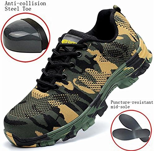 GUDUN Unisex Breathable Steel Toe Boots for Mens Steel toe Cap Safety Work Shoes Logging &amp; Lumbering Steel Toe Sneakers (42, MWT-3)