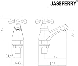 JASSFERRY Victorian Basin Taps Pair 1/4 Turn Hot Cold Chrome 1/2" view 2