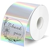 Yeachlaing 2"x2" Silver Square Thermal Label Stickers,Self-Adhesive Square Direct Thermal Labels,300 Sheets with Perforation Line in ROLL