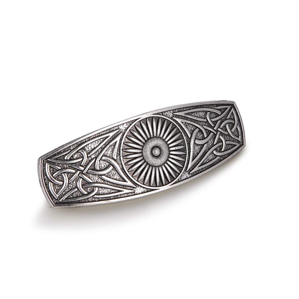 TEAMER Fashion Vintage Celtic Knot Hair Clip Metal Barrettes Hair Accessories Pattern Engraved Headwear Styling Gifts for Women Girls (Gerbera, Antique Silver)