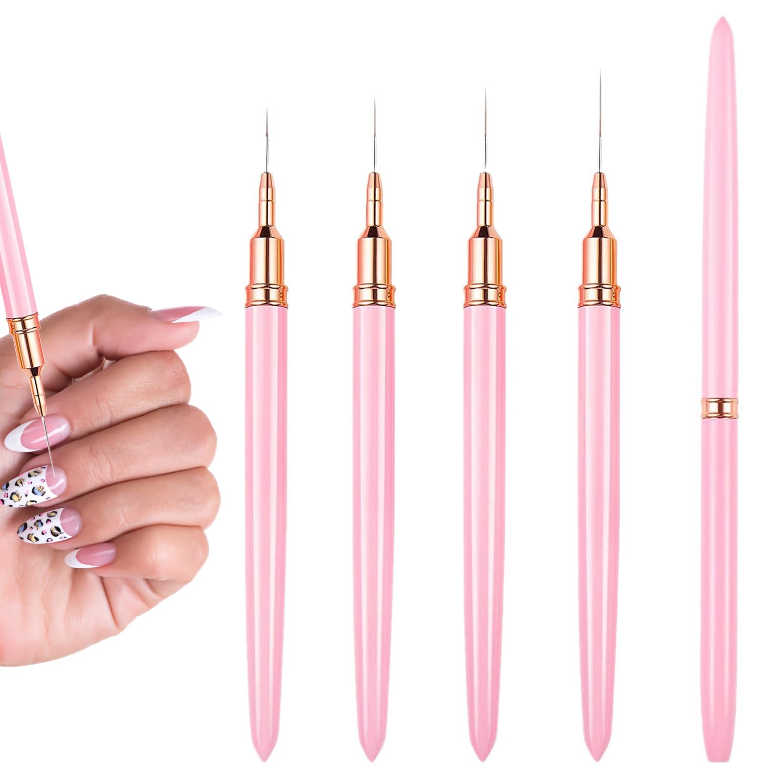 5PCS Liner Brushes Set Nail Art Liner Brushes Fingernails Drawing Tool for Thin Details Long Lines Gel Polish Painting & Nail Design Fine Drawing for Nail Art Provides Smooth and Professional Results