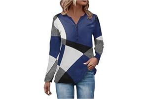 GOFULY Womens Tshirts Fall Oversized Cotton Cotton Tops Long Sleeve Henley Neck Button Down Tunic Shirts Tie Dye Sweatshirt