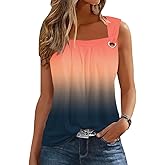 Summer Tank Tops for Women Pleated Square Neck O Ring Shoulder Sleeveless Shirts Casual Loose Fit Trendy Blouses