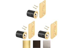 LITEPAK (3 Pack) Brass Plated Closet Door Drive-in Ball Catch with Strike Plate Premium Quality