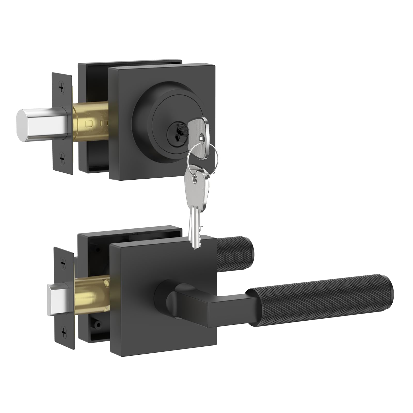 Photo 1 of Asidrama Premium Black Zinc-Alloy Front Door Lock Set: Double Cylinder Deadbolt, Heavy Duty Security Handleset for Left/Right Exterior Doors, Universal Entry Locks (2 Pack)