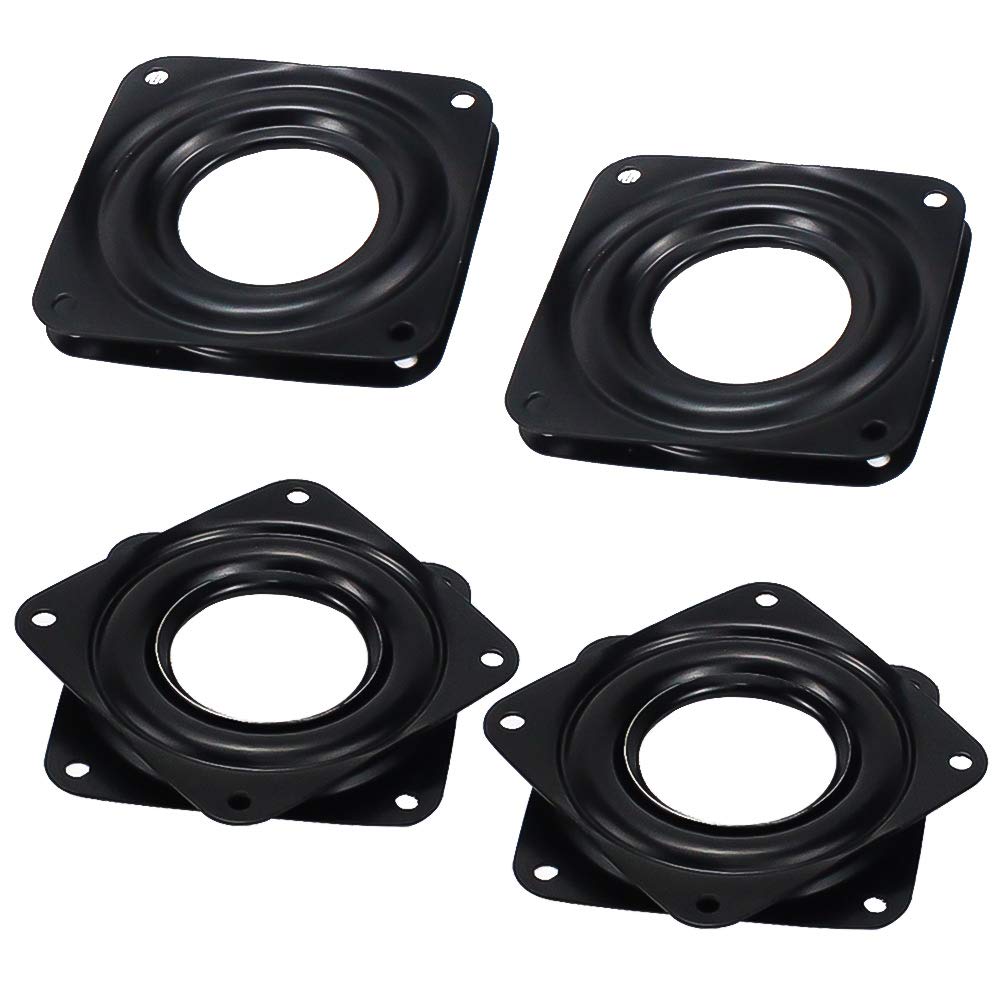 ZDNT 4 Pcs Rotating Swivel Plate,Square Turntable Bearing Plate,Lazy Susans Turntable Bearing,Lazy Susan Rotating Swivel Plate with Steel Ball Bearings - 3” 360 Degrees Black Rotating Tray