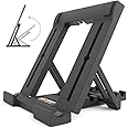 Multi-Angle iPad Stand for Desk, Portable Tablet Holder with Non-Slip Base, Travel Tablet Stand Compatible with iPad, iPhone, Samsung Galaxy, & Amazon Kindle Ebook Tablets, Black