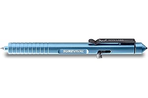 WYN LABS Surevival Pen - Tactical Survival Pen with Seatbelt Cutter, Tungsten Window Breaker, Telescoping Tip, Bolt-Action Mechanism for Military, Law Enforcement, Self-Defense, Emergency Rescue (Blue)