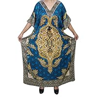 Mogul Alexa Womens Caftan Dashiki Print Kimono Kaftan Evening Beach Maxi Dress
