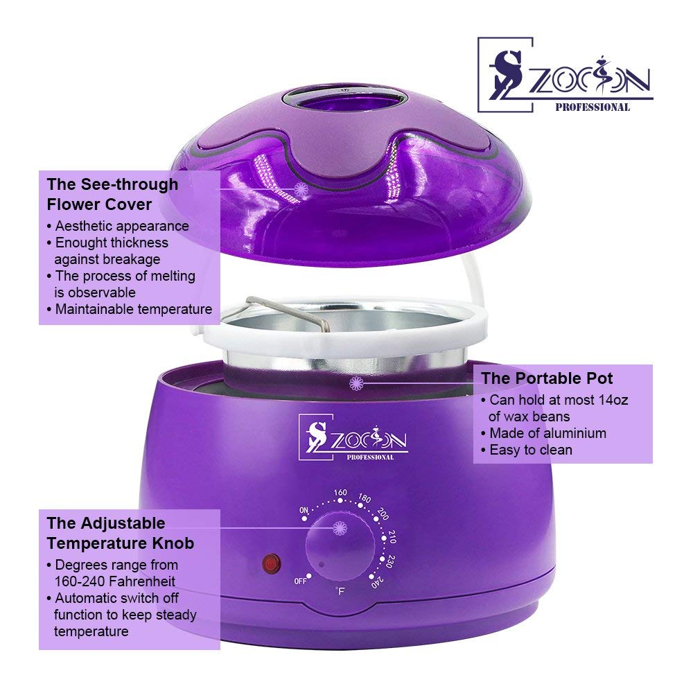 Wax Heater, Hair Removal Waxing Kit, Electric Wax Warmer with 4 Hard