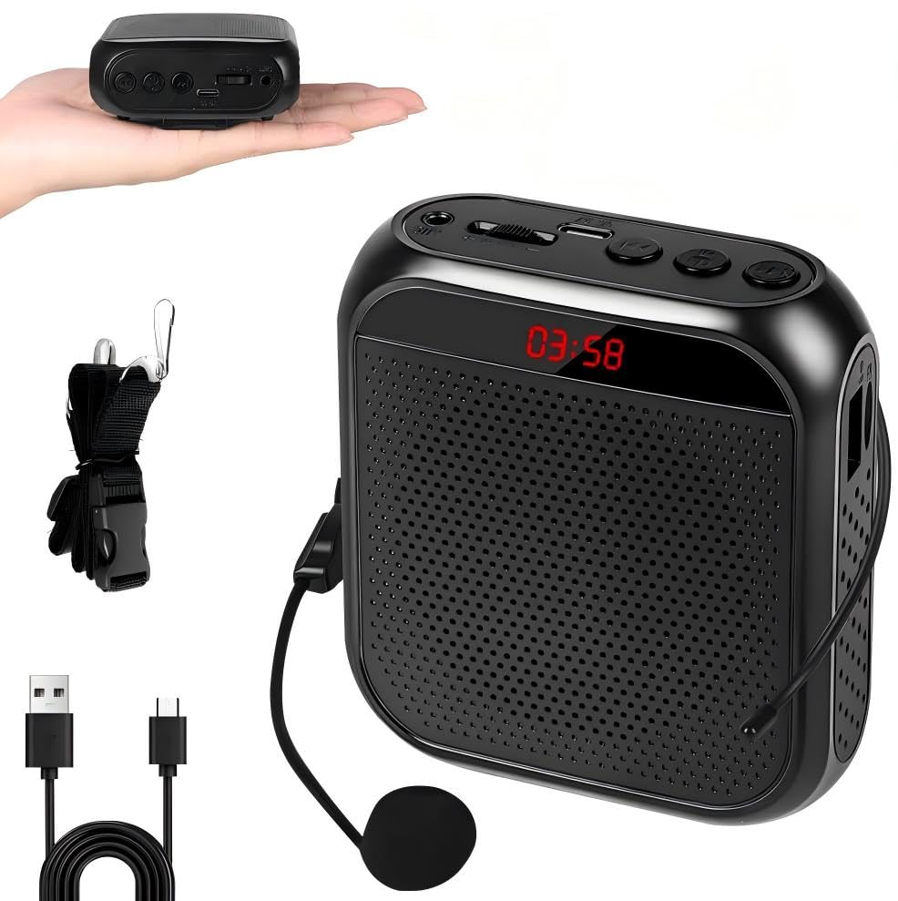 Professores de Amplificador de Voz, Sistema de PA Portátil com Fone de Ouvido de Microfone, Conjunto de Mini Amplificador de Voz Portátil, Microfone Professor