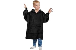Catalonia Oversized Blanket Hoodie for Kids, Wearable Fleece Sweatshirt Pullover with Large Front Pocket, 4-12 Years Boy Girl