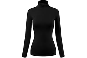 MixMatchy Women's Basic Long Sleeve Turtle Neck Slim Fit Top Shirt