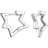 FindChic Hypoallergenic Small Star/Heart/Spike/Square Huggie Earrings for Women 14K Gold/Platinum Plated Cute Hoop Earrings Jewelry Gift for Her, with Gift Box