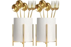 SIEBOLD 2pcs Sturdy Cutlery Holder White Ceramic With Metal Bracket Robust Silverware Caddy For Countertop - Spoon Holder Sil