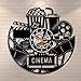 Shinestore Home Theater Cinema Vinyl Record Wall Clock Watch Movie Film Time Clock Popcorn Wall Art Gift for Movie Lover