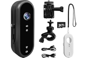 NRAONRN 1080P Mini WIFI Action Camera, 128G Thumb Portable Body Cam Wearable Video Recorder With Motion detection Camcorder, Helmet Mount, Magnetic Sport DV for Cycling, Diving, Travel, and Outdoor Adventures