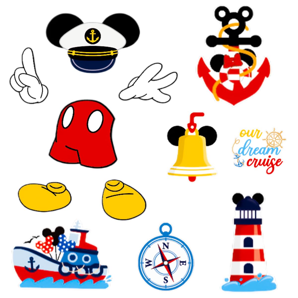 Photo 1 of 12Pcs Captain Mouse Cruise Door Decorations, Funny Mouse Ears Magnet for DCL Cruise& All Major Cruise Cartoon Mouse Birthday Party Supplies (Yellow)