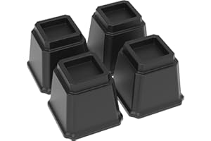 Napnapday Bed Risers 5 Inch Heavy Duty 4 Pack Bed Furniture Elevators, 1,500 lbs Lifts Up Riser for Sofa and Table, Black