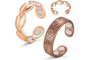 Cigmag 2PCS Copper Rings for Women Adjustable Solid Pure Copper Ring with Present Box