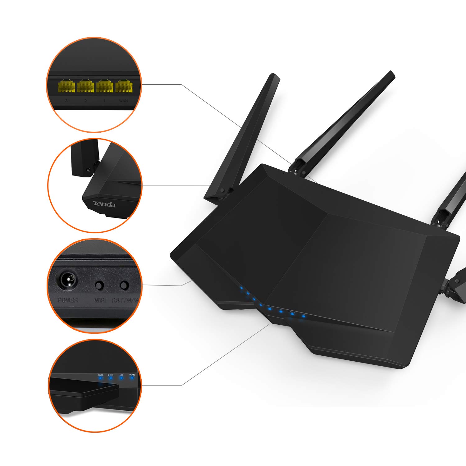 Tenda AC1200 Dual Band WiFi Router, High Speed Wireless Router