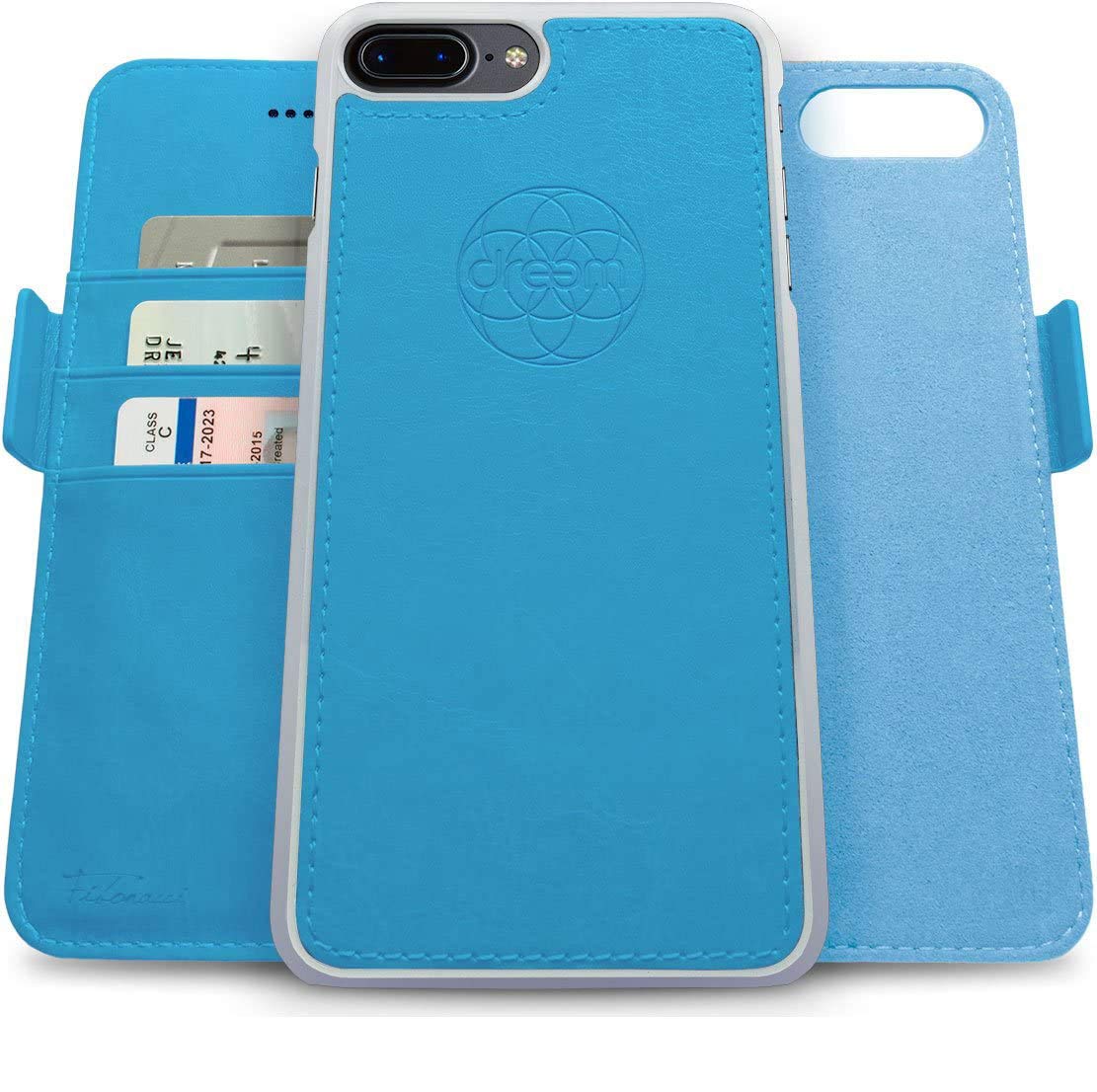 dreem Fibonacci 2-in-1 Wallet Case for Apple iPhone 8 Plus & 7 Plus - Luxury Vegan Leather, Magnetic Detachable Shockproof Phone Case, RFID Card Protection, 2-Way Flip Stand - Sky โ image 1