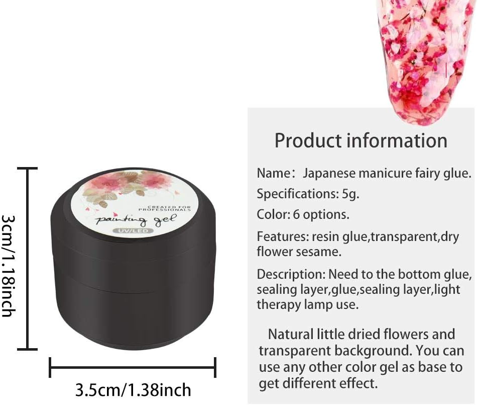 Ownest 6 Colors Dried Flower Gel Nail Gel Set, Flower Nail Phototherapy Gel Natural Dried Flowers Soak Off UV Nail Gel Nail Art Decoration Nail Varnish-#B : Beauty