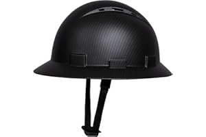 SRSAFETY Full Brim Hard Hat Carbon Fiber Design 6 Point Adjustable Ratchet Suspension OSHA Approved ABS Work Helmet for Men&Women ANSI Z89.1 Type I Class C