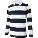 VANLYTK Mens Polo Shirts Striped Cotton Moisture Wicking Classic Collared Casual Golf Shirts for Men