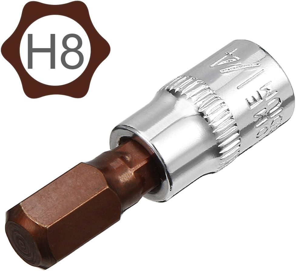 Sourcingmap 2pcs 1/4" Drive x H8 (8mm) Hex Bit Socket, S2 Steel Bits CR-V Sockets 1.5" Length Use with Ratchet Wrench - Image 3