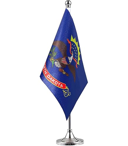 Washington State Flag Desk Set - Small Mini WA Flag On Metal Stand Base