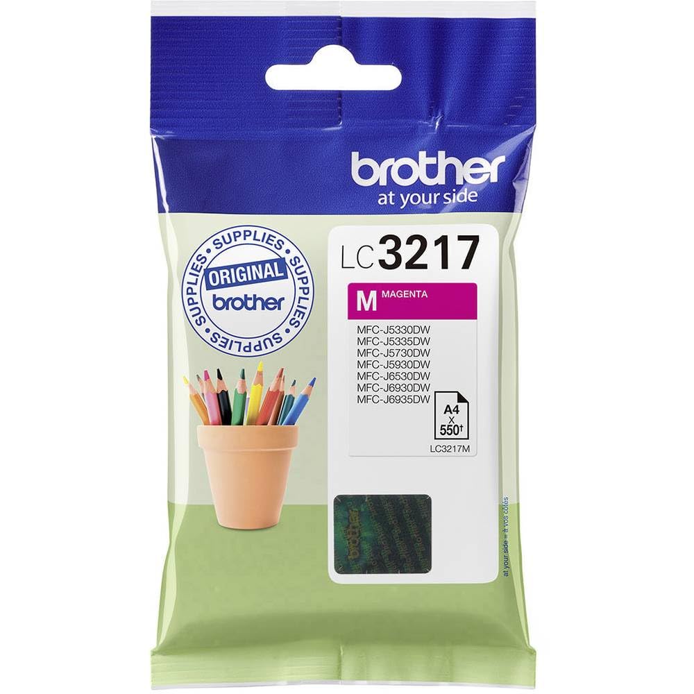 Brother LC-3217M Inkjet Cartridge, Magenta, Single Pack, Standard Yield, Includes 1 x Inkjet Cartridge, Genuine Supplies