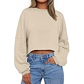 Trendy Queen Cropped Sweatshirts for Women Oversized Crewneck Sweaters Long Sleeve Tops Fall Winter Clothes 2026