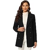 Allegra K Women's Winter Coats Long Sleeve Lapel Mid-thigh Outerwear Double Breasted Pea Coat