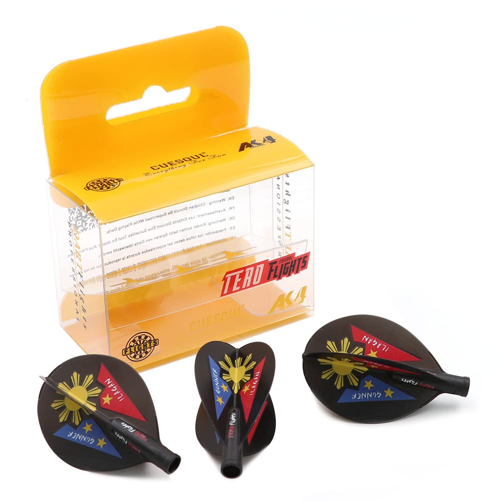 CUESOUL TERO AK4 Dart Flights TearDrop Shape with attractive pattern, Set of 3 pcs