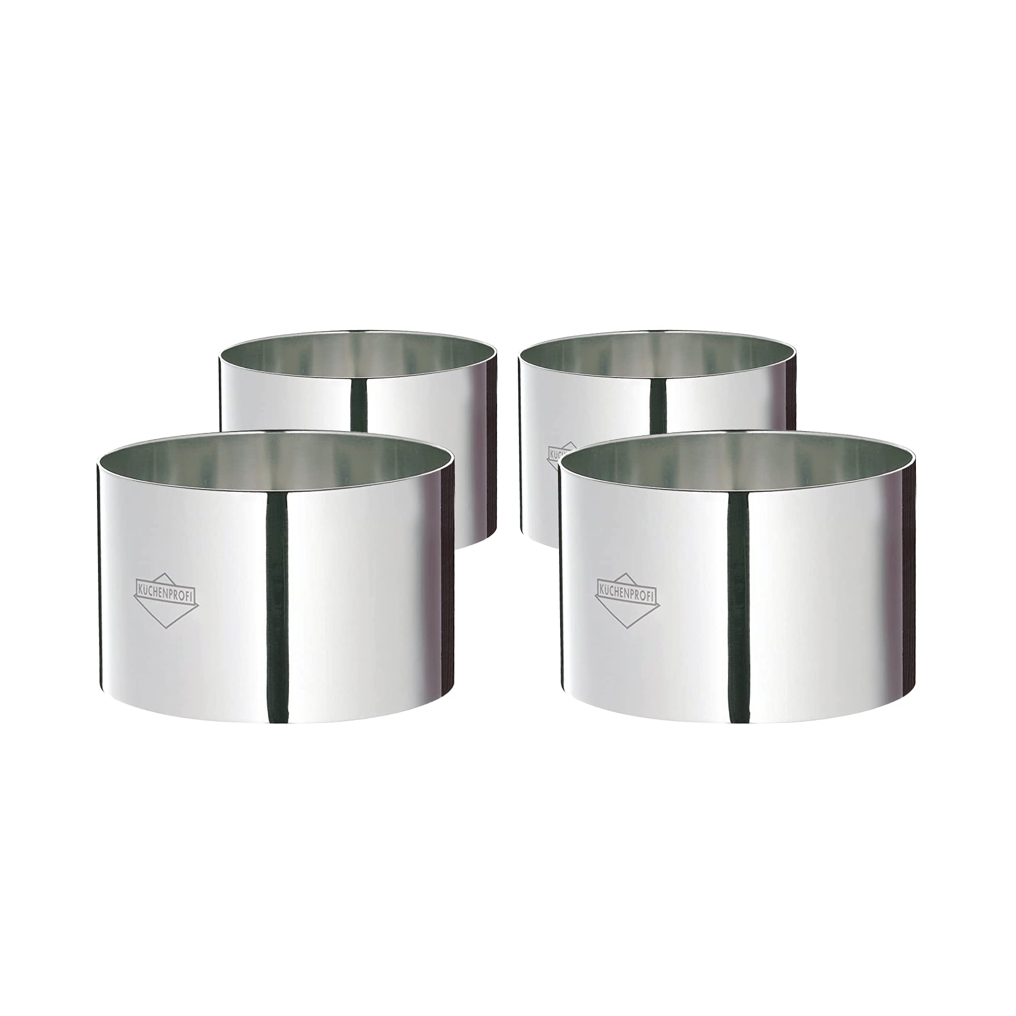 Kuchenprofi 8 cm Stainless Steel Dessert/ Decorating Rings, Set of 4, Silver