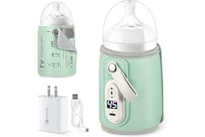 S SUNSBELL Baby Bottle Warmer, Baby Bottle Insulation Cover Bottle Warmer with 18W Quick Charge, Portable Bottle Warmer Adjustable Milk Warmer with Temperature Control, Baby Warmer Bottle for Home/Family Travel