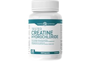 Tested Nutrition Creatine HCL Capsules | 750mg Creatine Hydrochloride HCL Capsules | Increased Muscle Mass, Strength, Perform