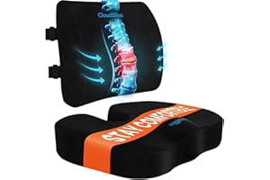 CloudBliss Seat Cushion,Office Chair Cushion,Car Seat Cushions,Lumbar Support Pillow for Office Chair,Back Support Memory Foam Pillow Coccyx Cushions for Tailbone Pain,Sciatica Back Pain Relief Black