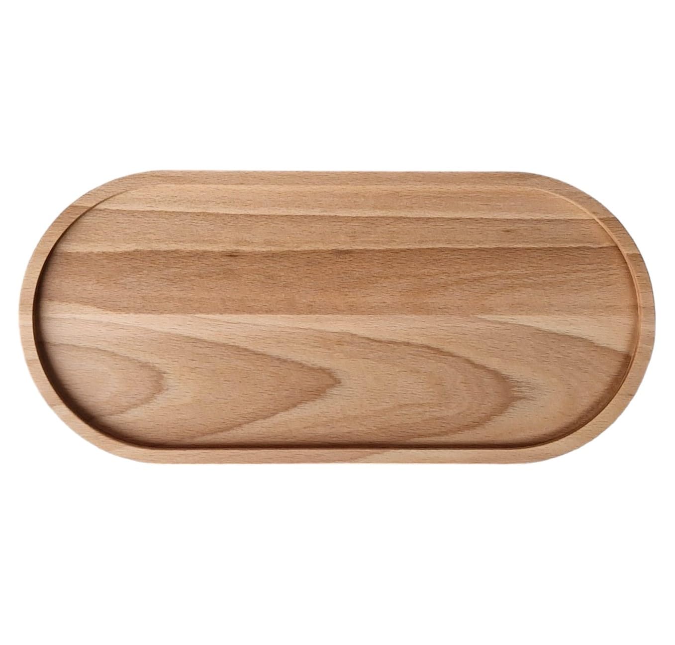 EFO Wooden Candle Plate | Wood Tray Made of Solid Beechwood with Raised Edges | Serving Platter for Snacks, Candles, or Accessories – Ideal for Home décor | Decorative Tray | Oval