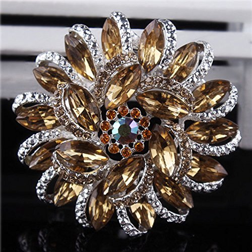Crystal Diamond Flower Brooch Pin for Women Girls Brides