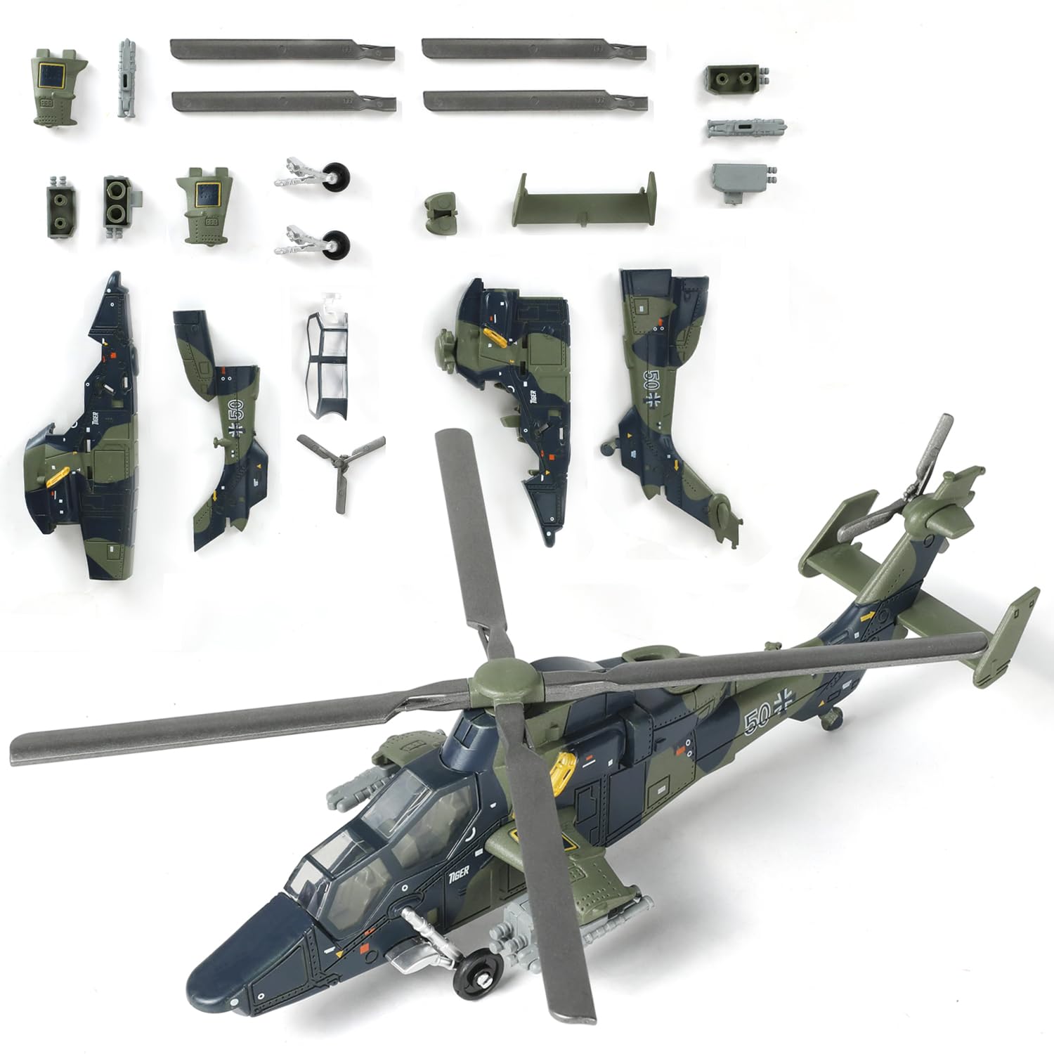SEBUNAS 1:72 Scale EC-665 Army Helicopter Quick Build Model Kit Plastic Toy Assembly Military Helicopter Model Gift for Adults and Kids(24pcs)